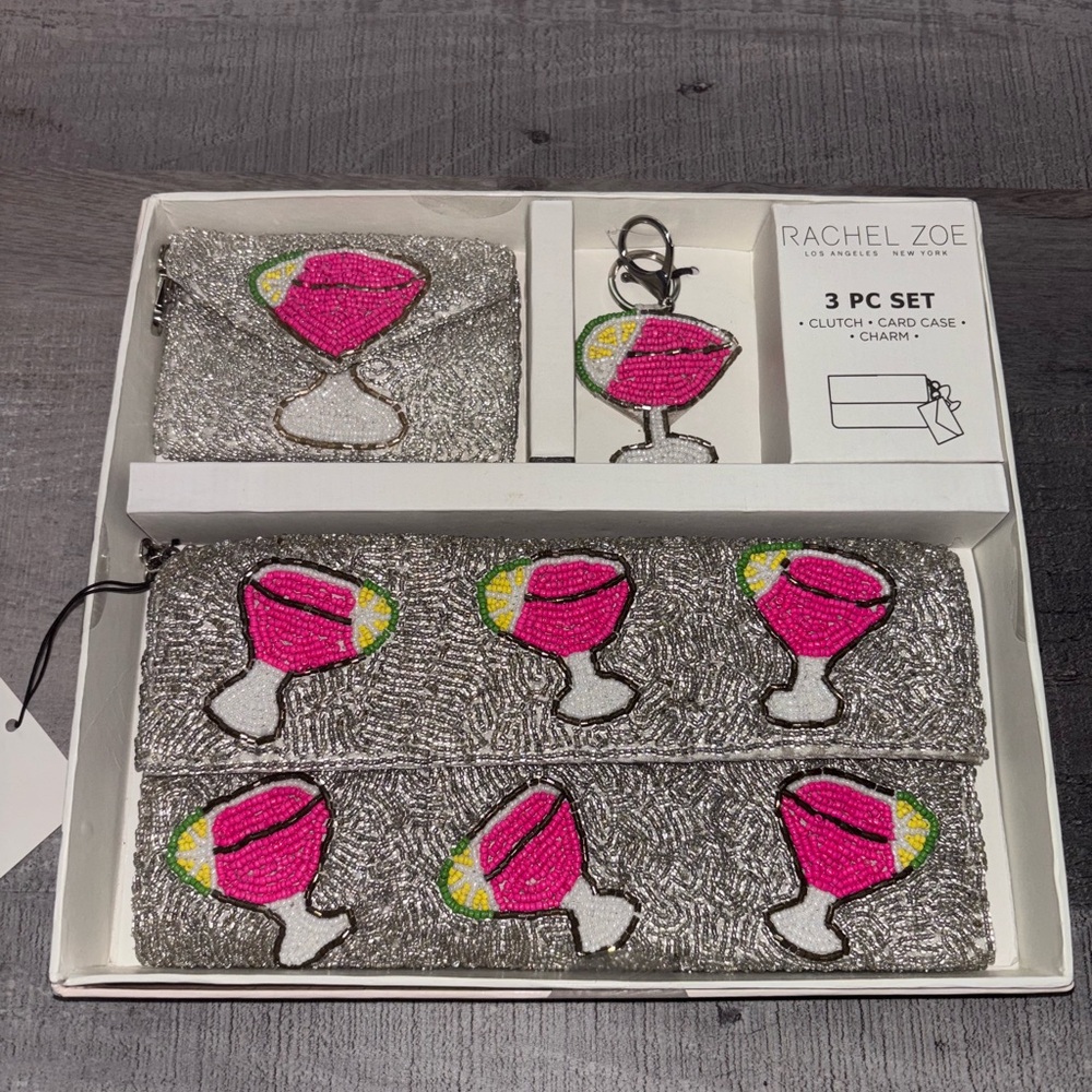 🌷Viral Rachel Zoe Pink Cocktail Beaded Purse Set